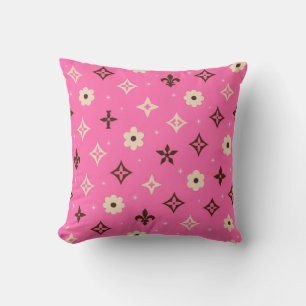 Chic Girly Aesthetic Modern Print Pink Floral Geom Cushion