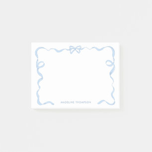 Chic Girly Baby Blue Bow Ribbon Frame Post-it Notes