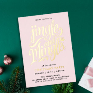 Chic Girly Blush Pink Gold Cocktail Calligraphy