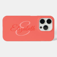 Chic Girly Coral Name Initial Letter Monogram