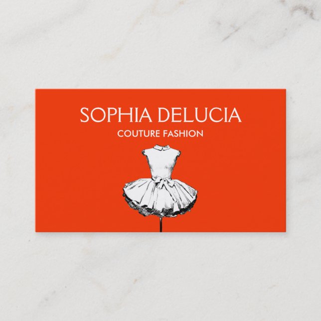 Chic Girly Dress Red Fashion Boutique Business Card (Front)