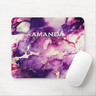 chic girly faux glitter marble art monogram  mouse pad