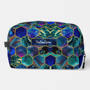 Chic girly faux Glitter Turquoise blue geometric Dopp Kit