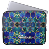 Chic girly faux Glitter Turquoise blue geometric
