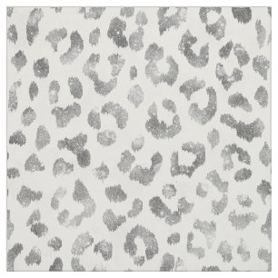 Chic girly glitter silver cheetah print pattern fabric
