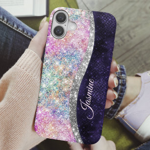 Chic girly iridescent unicorn rainbow iPhone 16 case