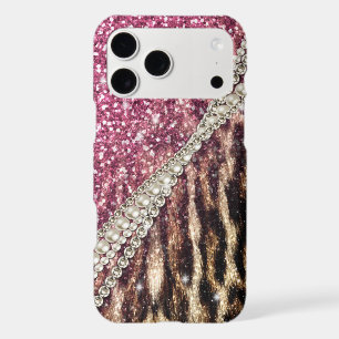 Chic Girly Leopard Print Pink Glitter
