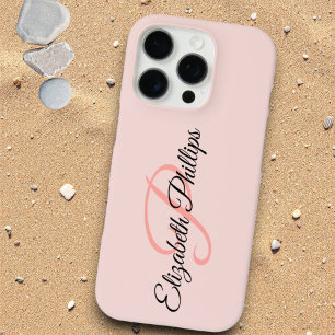 Chic Girly Misty Rose  Monogram Letter iPhone 16 Pro Case