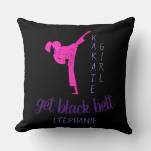 Chic Girly Modern Black Pink Martial Arts Karate Cushion