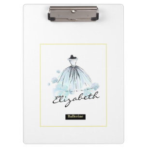 Chic Girly Modern Flowers Blue Dress Clipboard