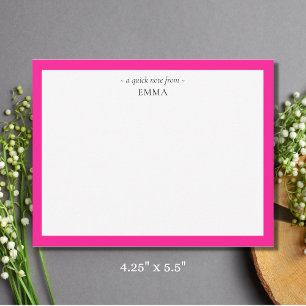 Chic Girly Modern Hot Pink Correspondence Card