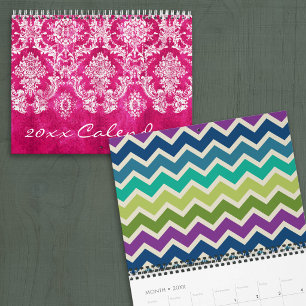Chic Girly Patterns with damasks and chevrons plus Calendar
