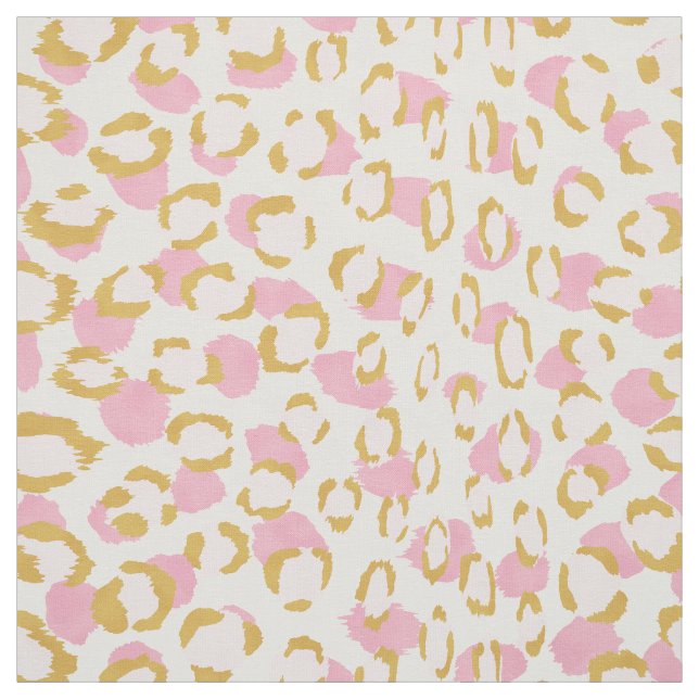 Chic girly pink and gold cheetah print pattern fabric (Swatch)
