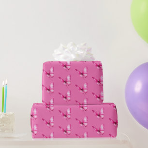 Chic Girly Pink Butterfly Birthday Wrapping Paper
