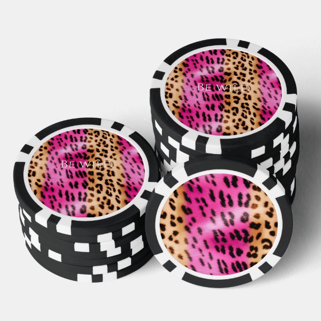 Chic Girly Pink Cream Leopard Print Poker Chips (Stack)