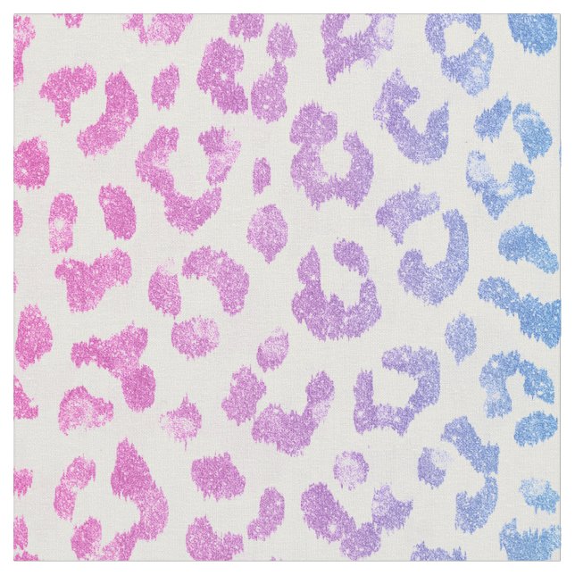 Chic girly pink glitter cheetah print pattern fabric (Close Up)