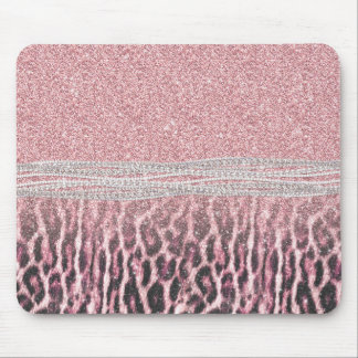 Chic Girly Pink Leopard animal print Glitter Image Mouse Pad