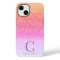 Chic Girly Pink Rainbow Glitter Ombre Monogram