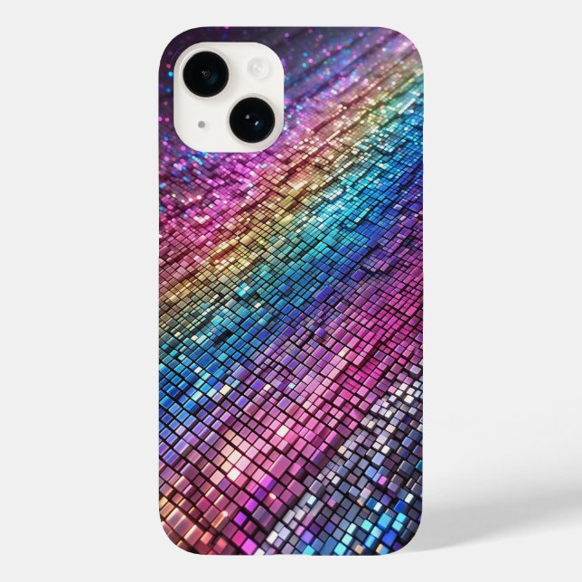 Chic Girly Pink Rainbow Glitter Ombre Personalized Case-Mate iPhone Case (Back)