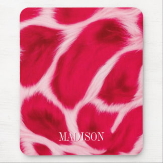 Chic Girly Pink Red Leopard Animal Print Custom Mouse Pad