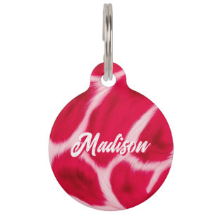 Chic Girly Pink Red Leopard Animal Print Custom Pet Tag