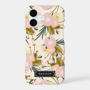 Chic Girly Retro Floral Lilac & Peach Personalised