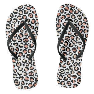 Chic Girly Rose Gold Leopard Print Thongs