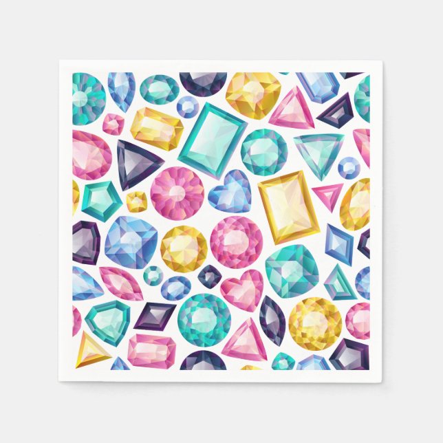 Chic Girly Shiny Diamond Gemstones Napkin (Front)