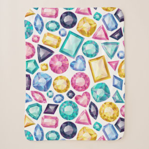 Chic Girly Shiny Diamond Gemstones Sherpa Blanket
