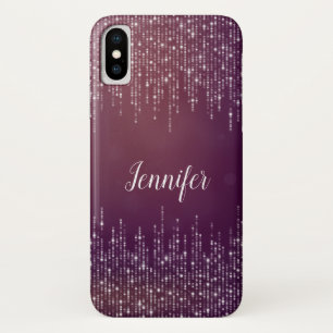 Chic girly String of lights purple personalised iPhone X Case
