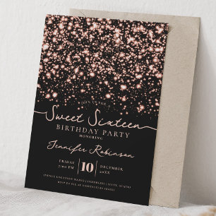 Chic Gitter Lights Sweet 16 Birthday Rose Gold  Invitation