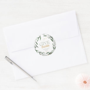 Chic Give Thanks Botanical Greenery Thanksgiving  Classic Round Sticker