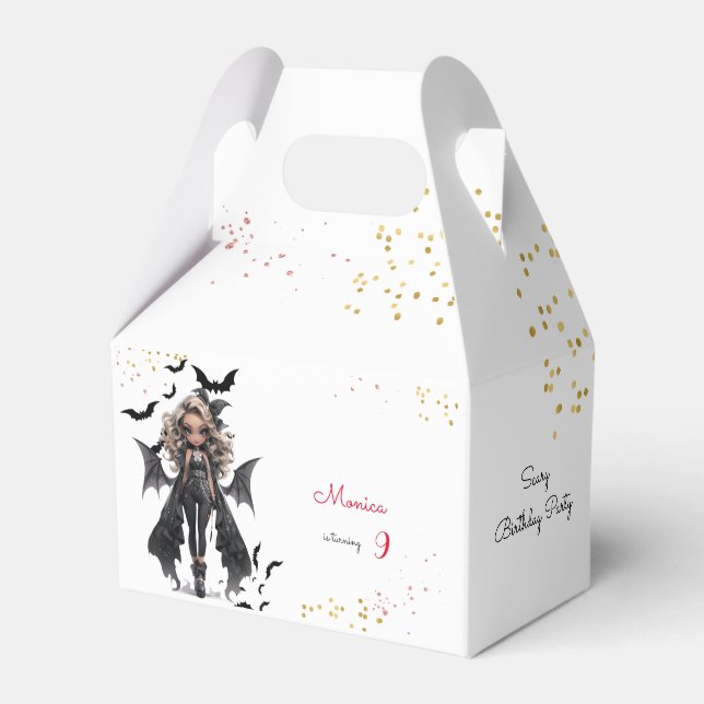 Chic glam gothic scary girl birthday party favour box (Front Side)