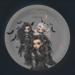 Chic glam gothic scary girl birthday party paper plate<br><div class="desc">scary Gothic girl birthday party item for  girls</div>