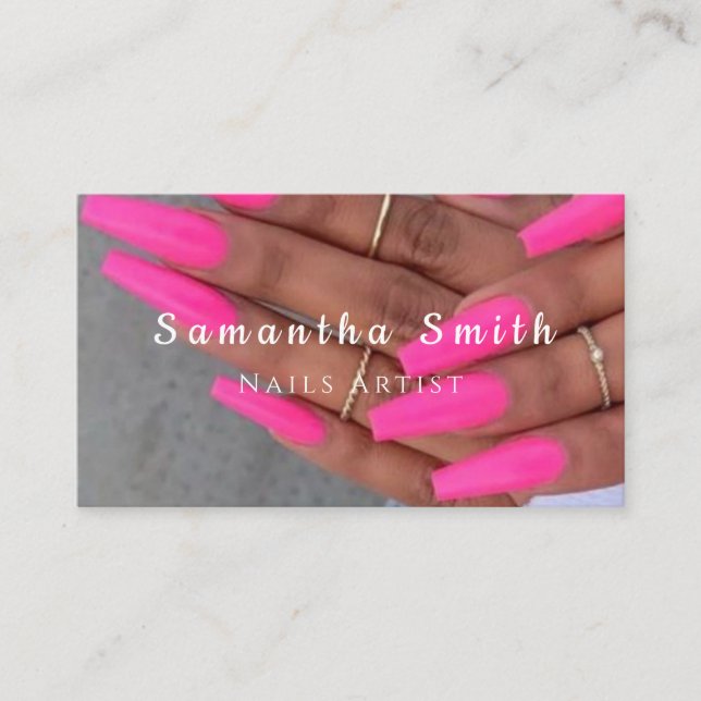 Chic Glam Nail Art Manicure Salon Nails Artist Business Card (Front)