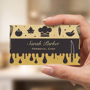 Chic glam Personal Chef Catering Gold Business Card