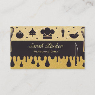 Chic glam Personal Chef Catering Gold Business Card