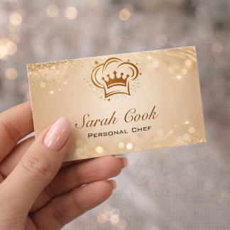 Chic Glam Personal Chef Catering Gold Glitter Business Card
