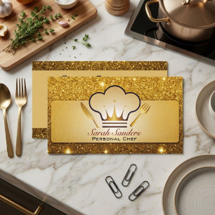 Chic glam Personal Chef Catering Gold Glitter Business Card