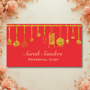 Chic glam Personal Chef Catering Gold Glitter  Business Card