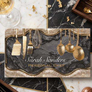 Chic glam Personal Chef Catering Gold Glitter Business Card