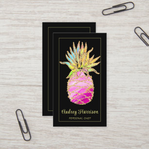 Chic Glam Pineapple Personal Chef Business Card