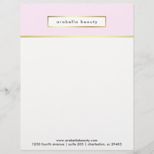 Chic Glam Pink and Faux Gold Business Letterhead Template