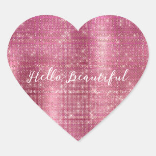 Chic Glam Silver Pink Sparkle and Black Heart Sticker