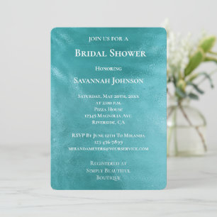 Chic Glam Turquoise Aqua Blue Bridal Shower Invitation
