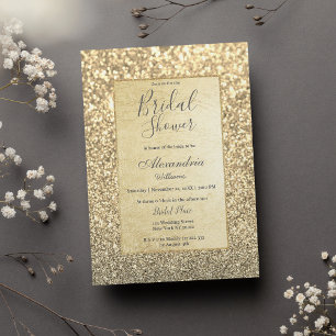 Chic glamourous trendy gold glitter Bridal Shower Invitation