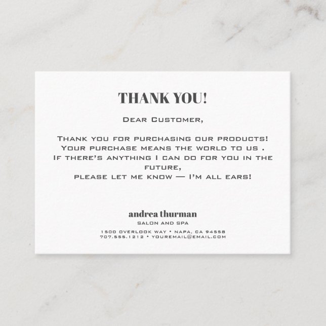Chic Glitter  Bokeh  Thank you for your purchase Business Card (Front)