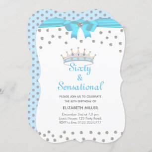 Chic Glitter Diamond Crown Sixty & Sensational Invitation