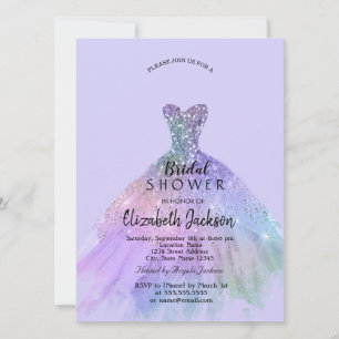 Chic Glitter Dress Lavander Bridal Shower   Invitation