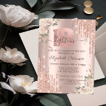 Chic Glitter Drips,Flowers Rose Gold 18th Birthday Invitation<br><div class="desc">A modern,  chic,  and glamourous with glitter drips,  and roses on a rose gold background.</div>